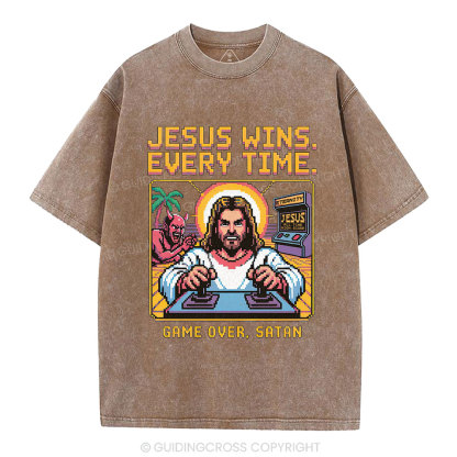 Jesus Wins Christian Washed T-Shirt