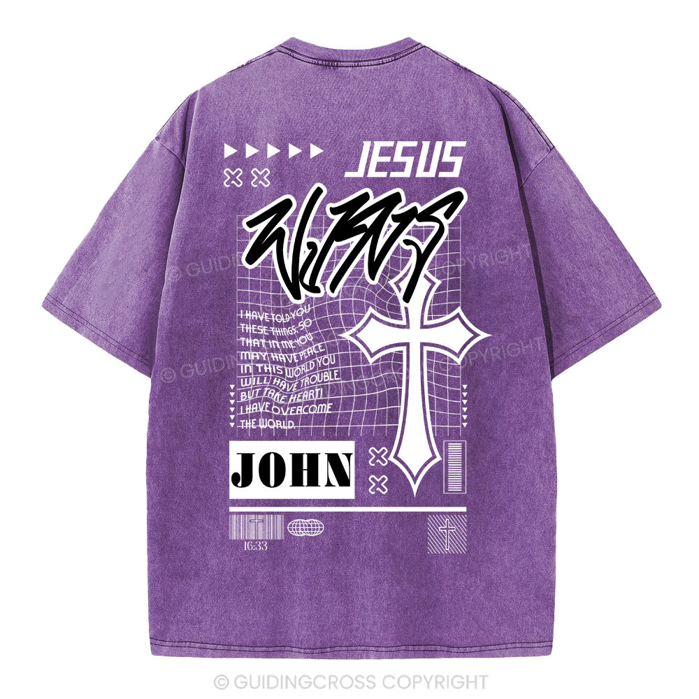 Jesus Wins Christian Washed T-Shirt