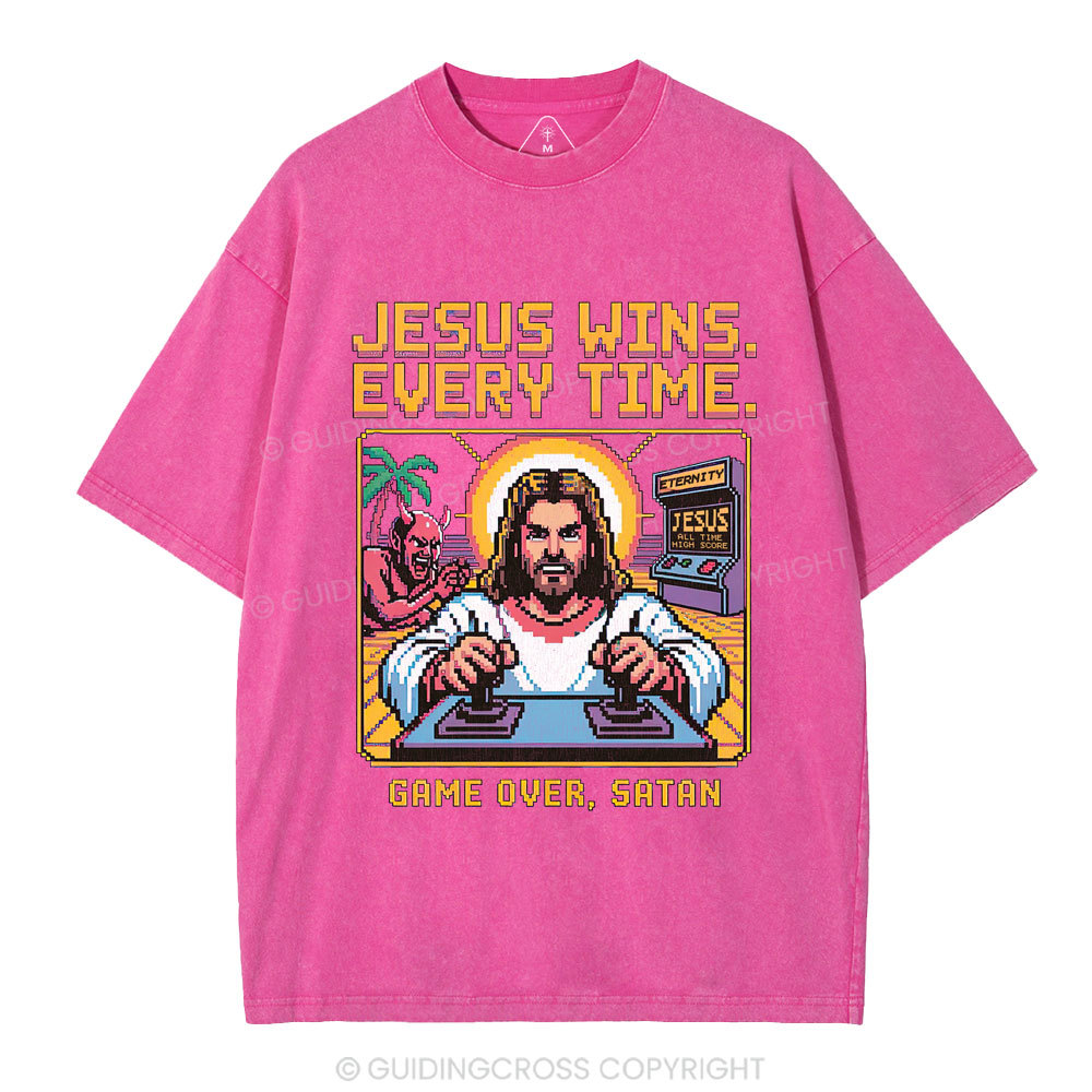 Jesus Wins Christian Washed T-Shirt