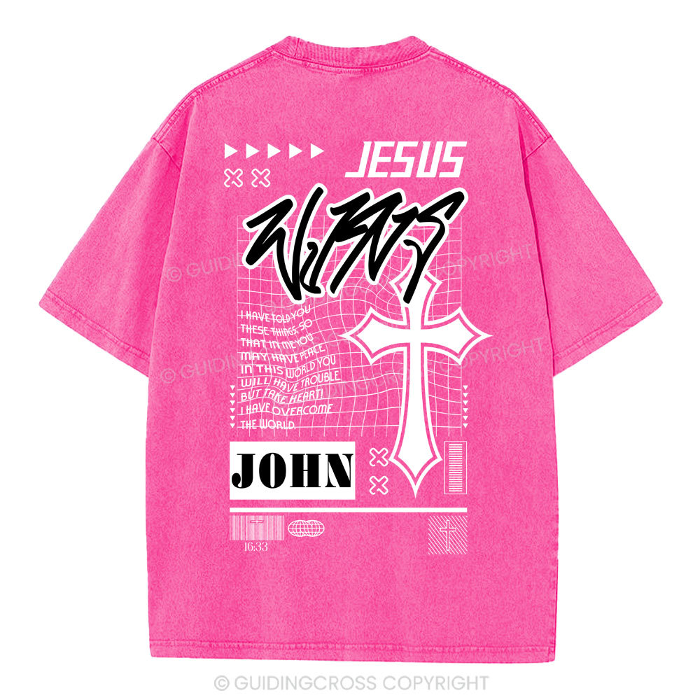 Jesus Wins Christian Washed T-Shirt