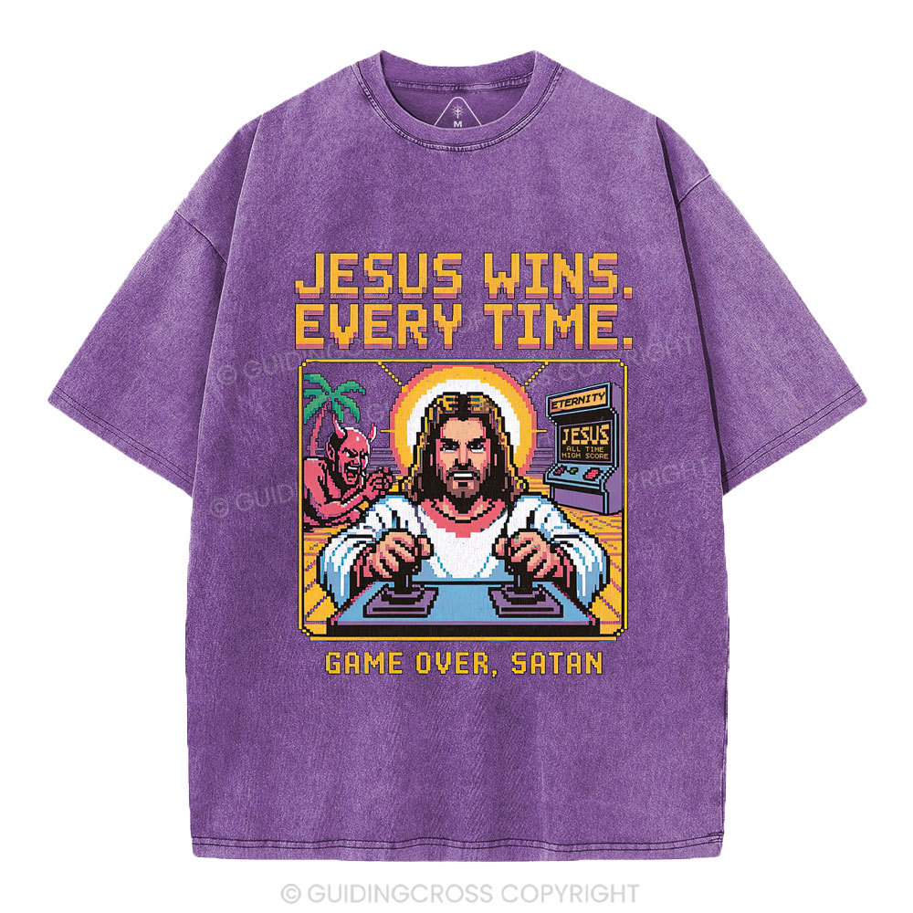 Jesus Wins Christian Washed T-Shirt