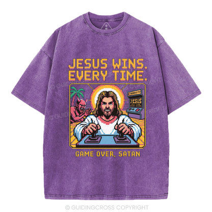 Jesus Wins Christian Washed T-Shirt