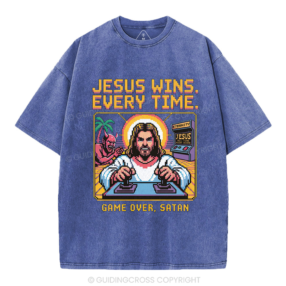 Jesus Wins Christian Washed T-Shirt