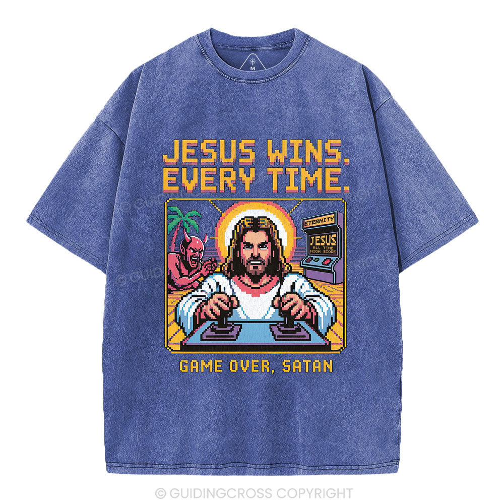 Jesus Wins Christian Washed T-Shirt