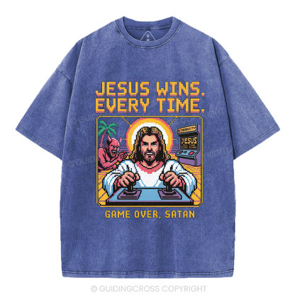 Jesus Wins Christian Washed T-Shirt