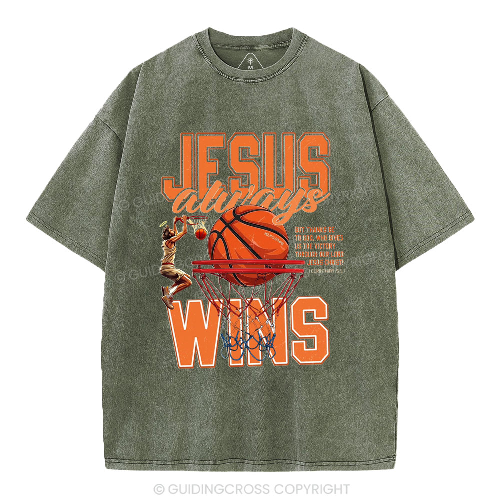 Jesus Wins Christian Washed T-Shirt