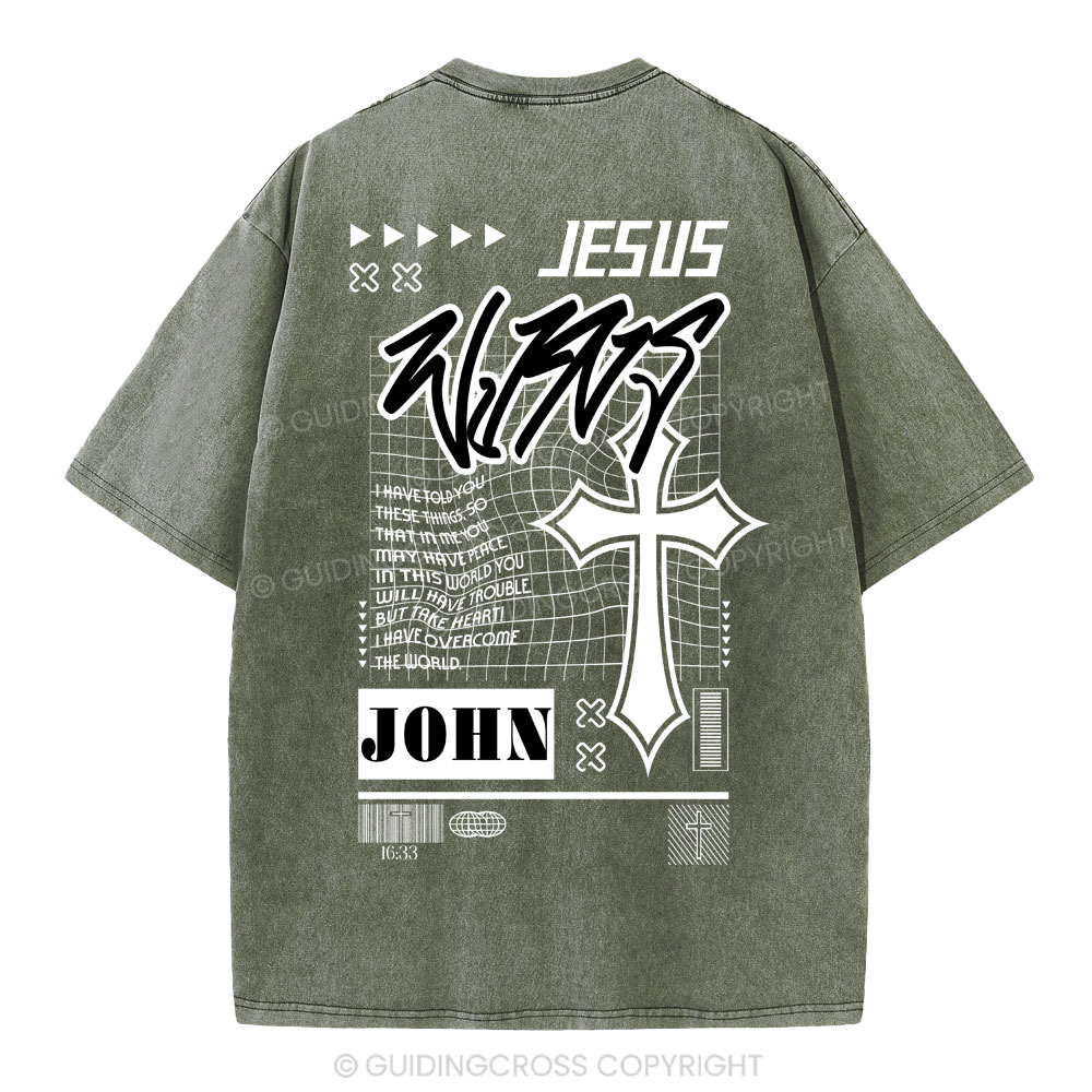 Jesus Wins Christian Washed T-Shirt