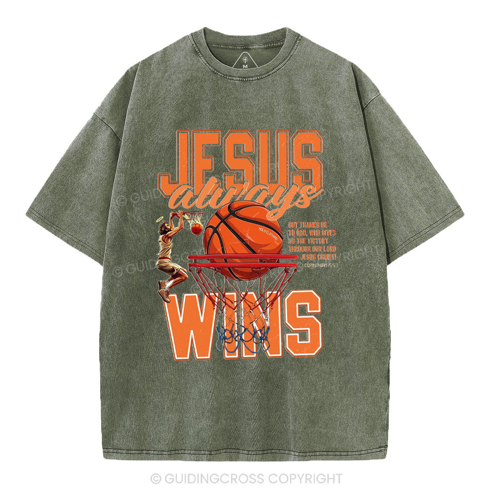 Jesus Wins Christian Washed T-Shirt