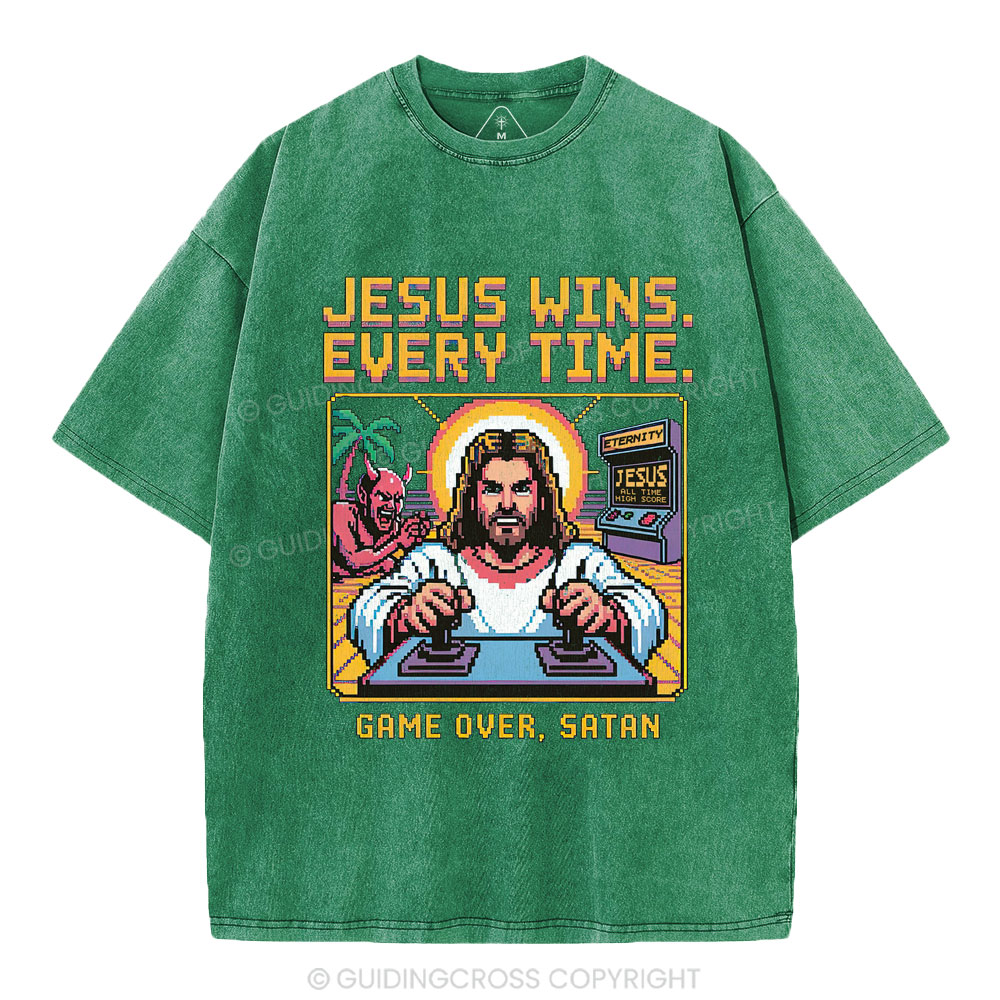 Jesus Wins Christian Washed T-Shirt
