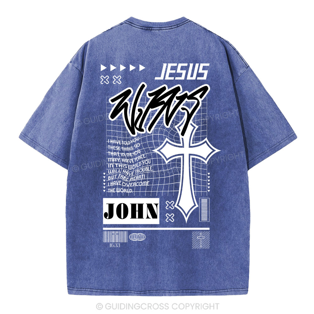 Jesus Wins Christian Washed T-Shirt