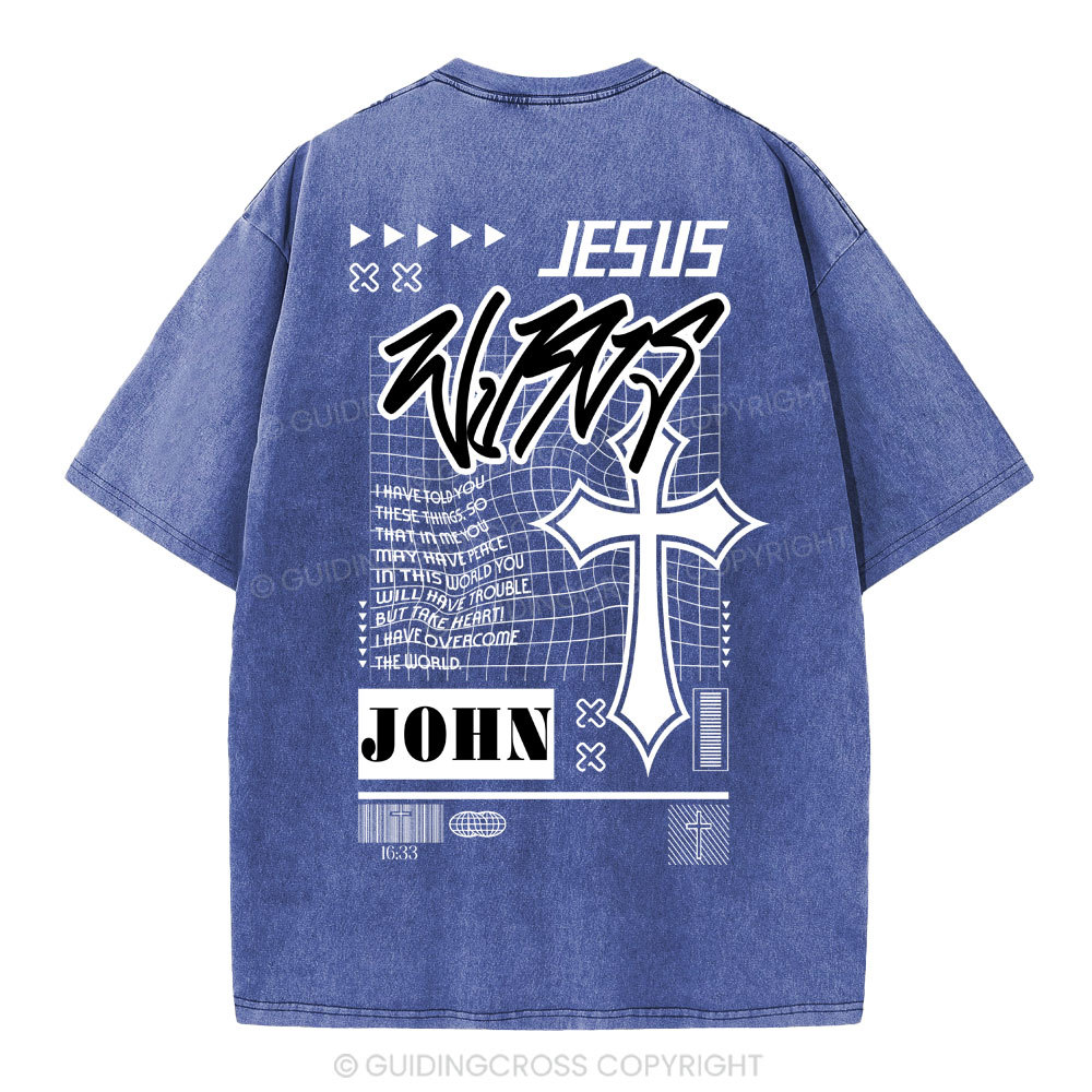Jesus Wins Christian Washed T-Shirt