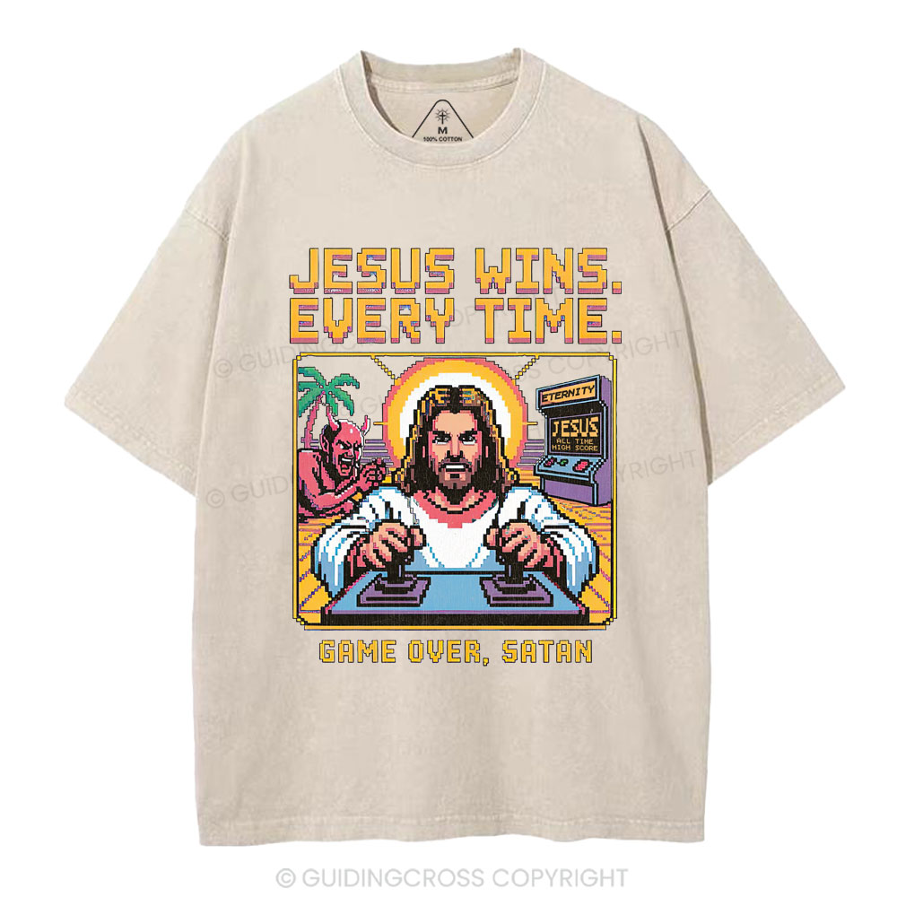 Jesus Wins Christian Washed T-Shirt