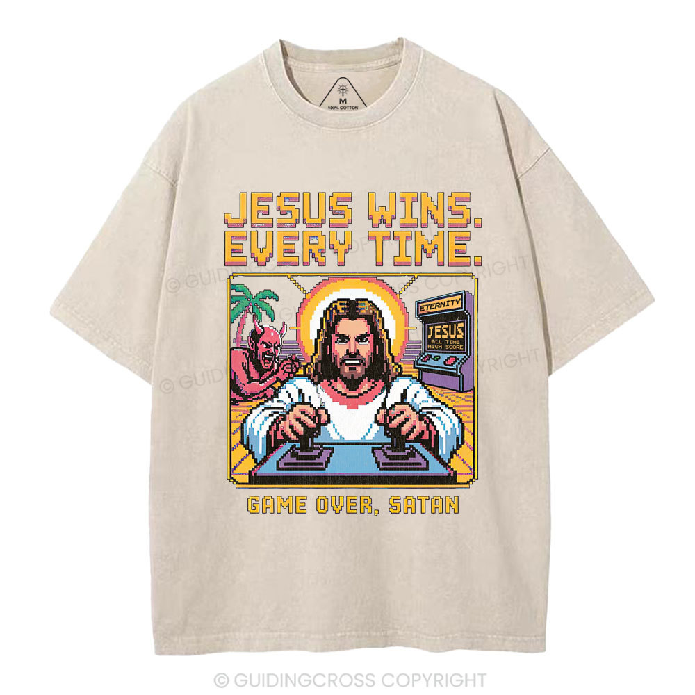 Jesus Wins Christian Washed T-Shirt