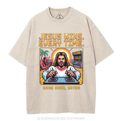 Jesus Wins Christian Washed T-Shirt