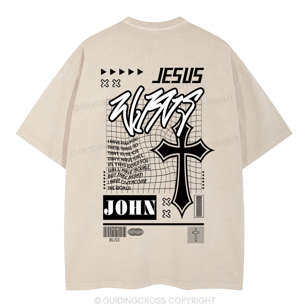 Jesus Wins Christian Washed T-Shirt
