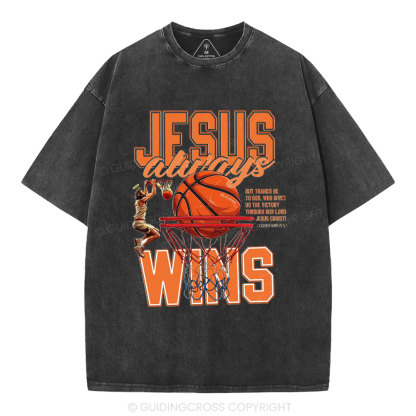 Jesus Wins Christian Washed T-Shirt
