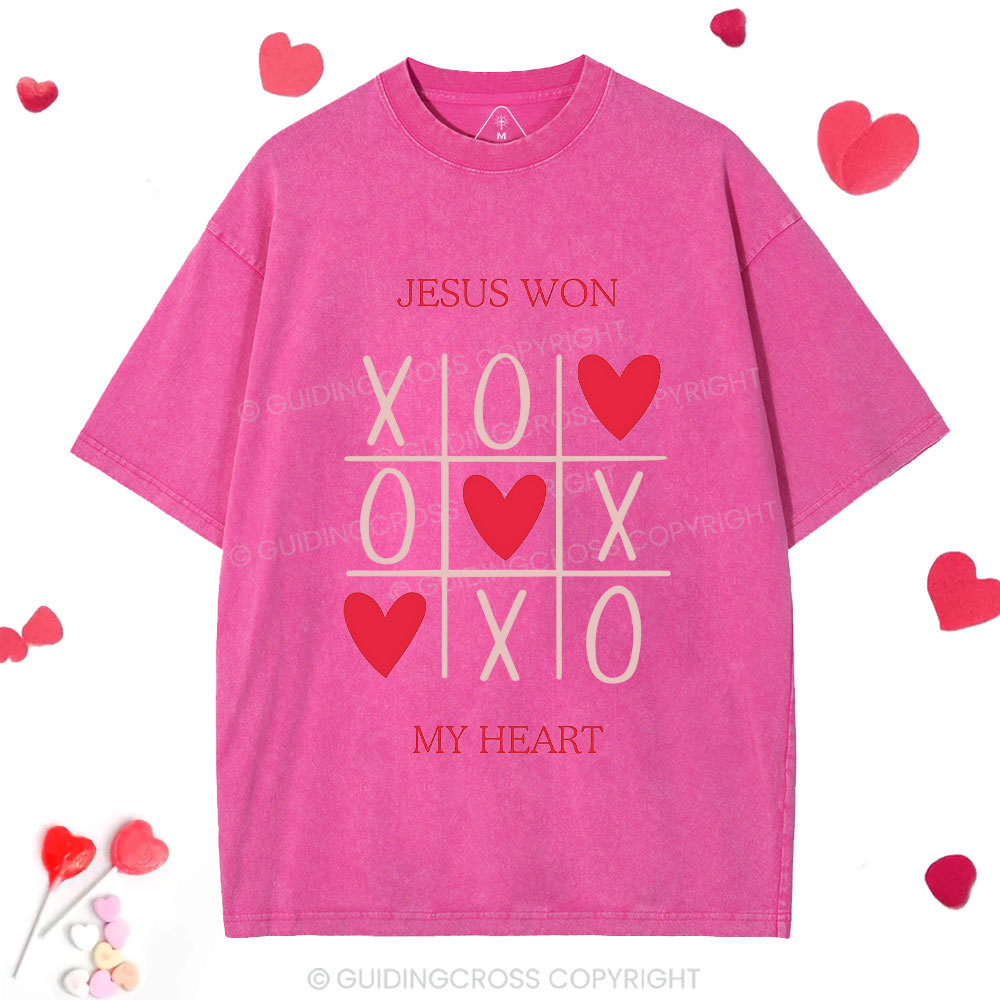 Jesus Won My Heart Christian Washed T-Shirt