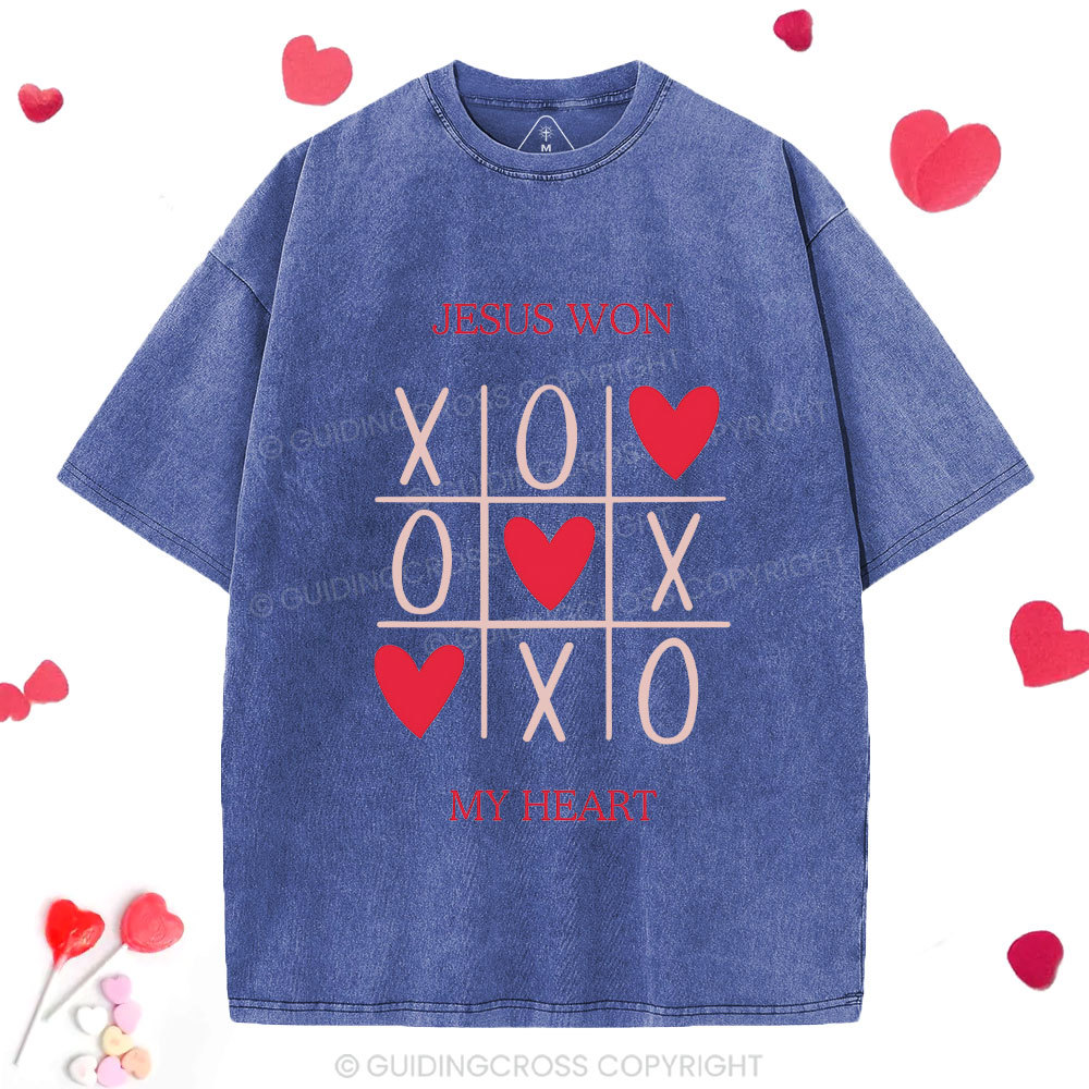Jesus Won My Heart Christian Washed T-Shirt