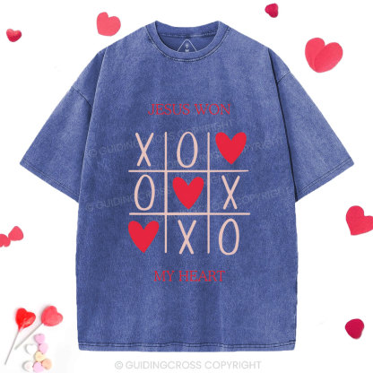 Jesus Won My Heart Christian Washed T-Shirt