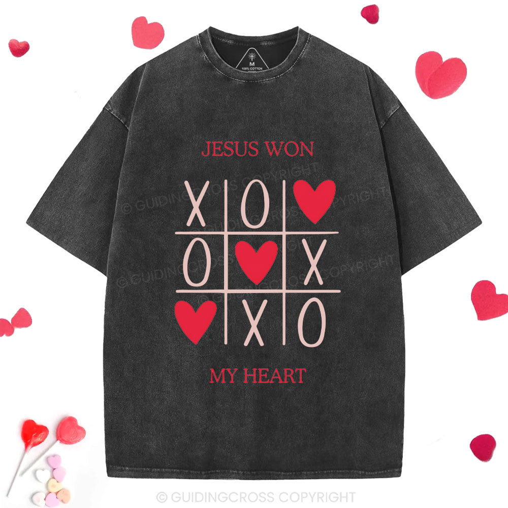 Jesus Won My Heart Christian Washed T-Shirt