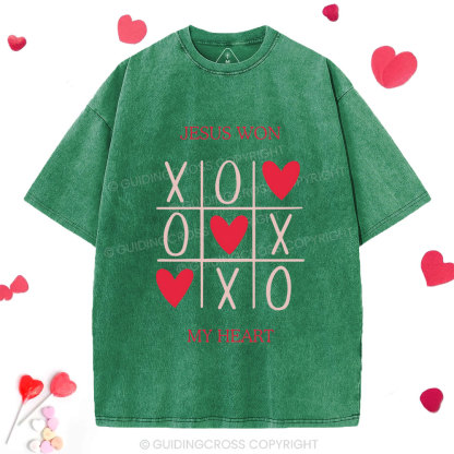 Jesus Won My Heart Christian Washed T-Shirt