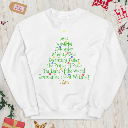 Jesus Wonderful Counselor Mighty God Christian Christmas Sweatshirt