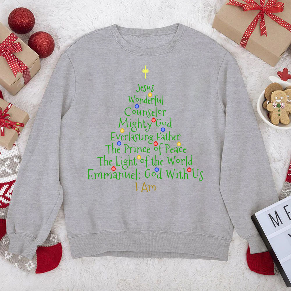 Jesus Wonderful Counselor Mighty God Christian Christmas Sweatshirt
