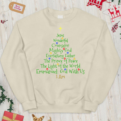 Jesus Wonderful Counselor Mighty God Christian Christmas Sweatshirt