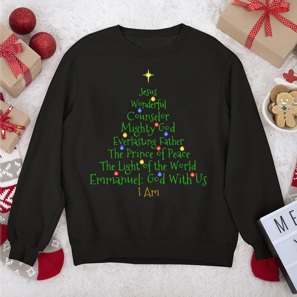 Jesus Wonderful Counselor Mighty God Christian Christmas Sweatshirt