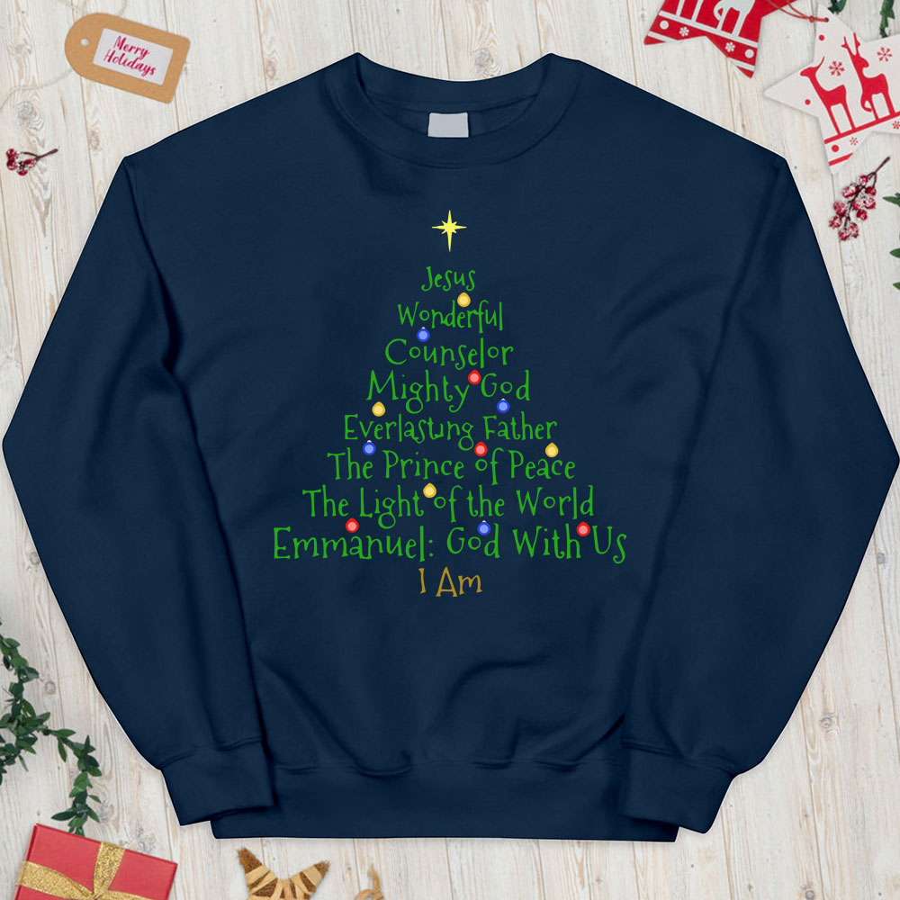 Jesus Wonderful Counselor Mighty God Christian Christmas Sweatshirt