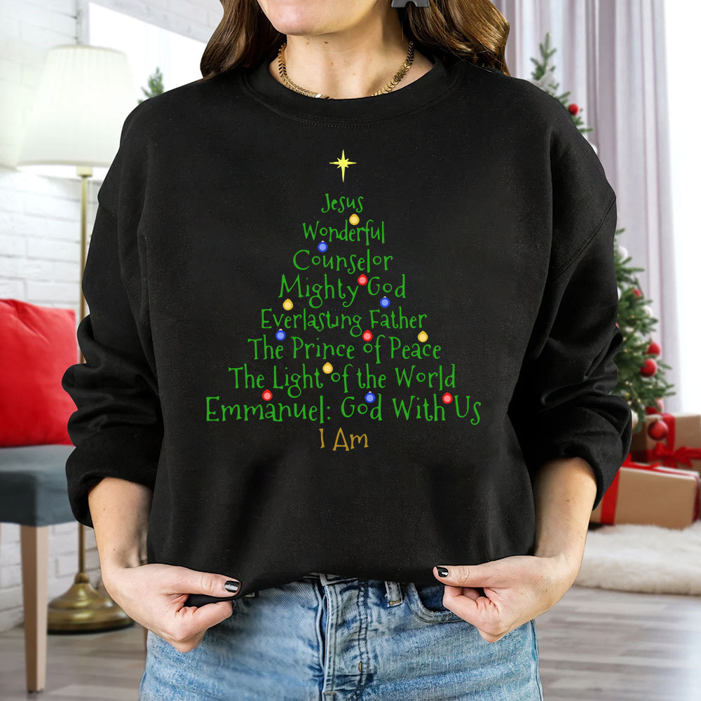 Jesus Wonderful Counselor Mighty God Christian Christmas Sweatshirt