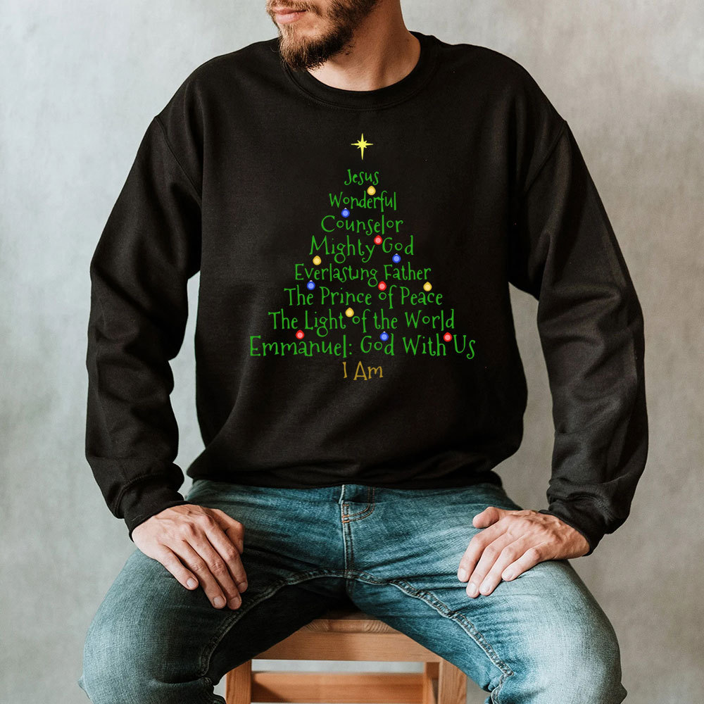 Jesus Wonderful Counselor Mighty God Christian Christmas Sweatshirt