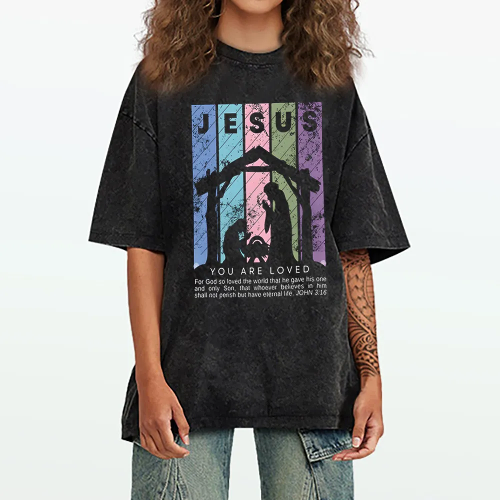 Jesus You Are Loved Christian Washed T-Shirt
