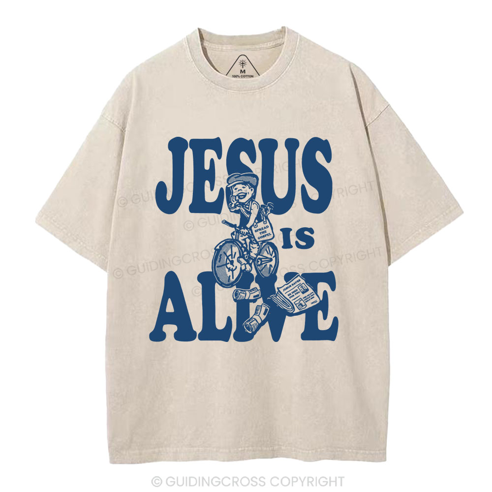 Jesus Is Alive Christian Washed T-Shirt