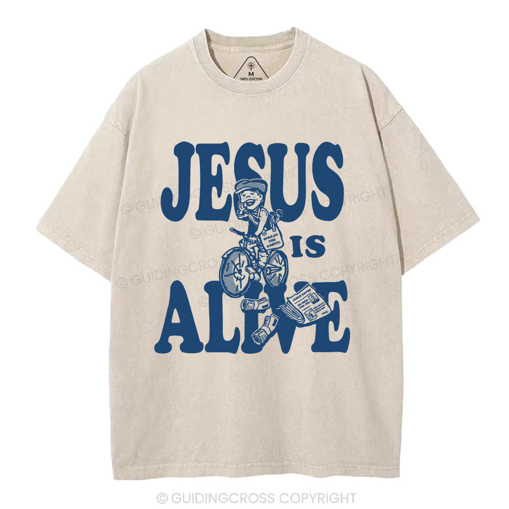 Jesus Is Alive Christian Washed T-Shirt
