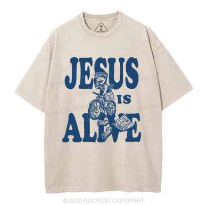 Jesus Is Alive Christian Washed T-Shirt