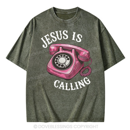 Jesus is Calling Christian Washed T-Shirt