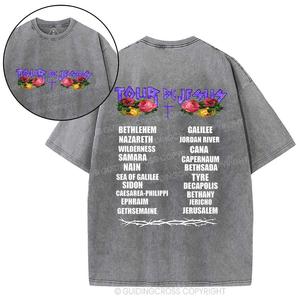 Jesus on Tour Apparitions Christian washed T-Shirt