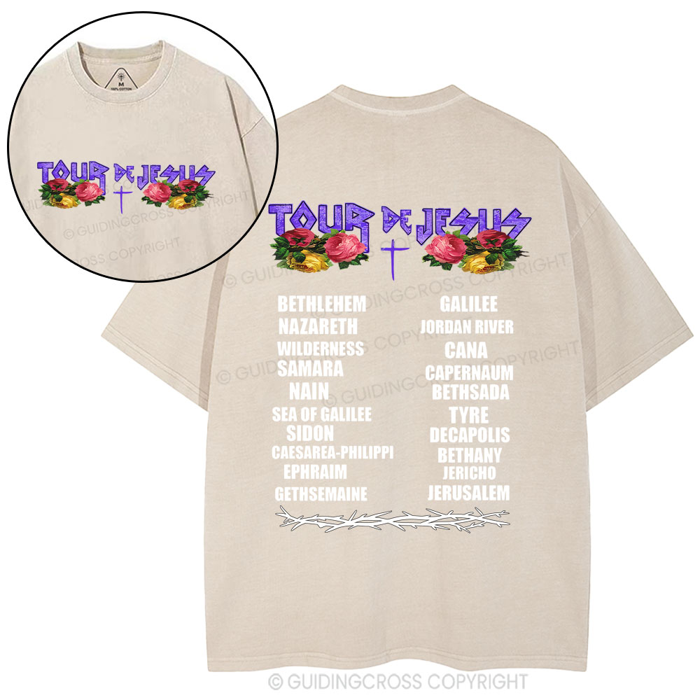 Jesus on Tour Apparitions Christian washed T-Shirt