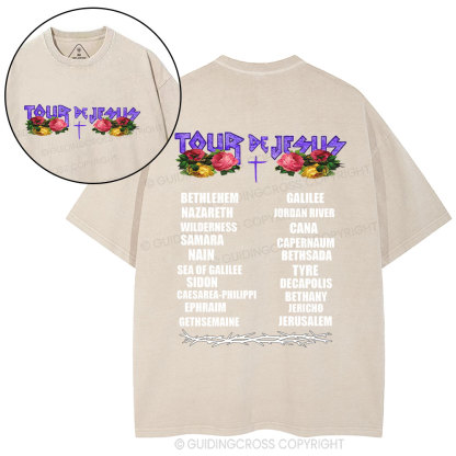 Jesus on Tour Apparitions Christian washed T-Shirt