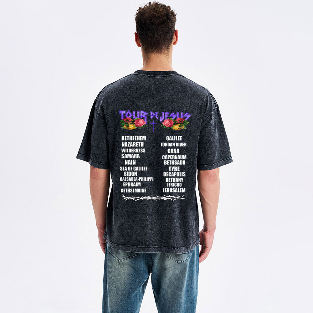 Jesus on Tour Apparitions Christian washed T-Shirt