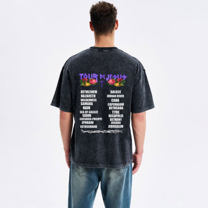 Jesus on Tour Apparitions Christian washed T-Shirt