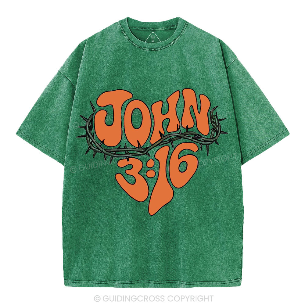John 3 16 Christian Washed T-Shirt