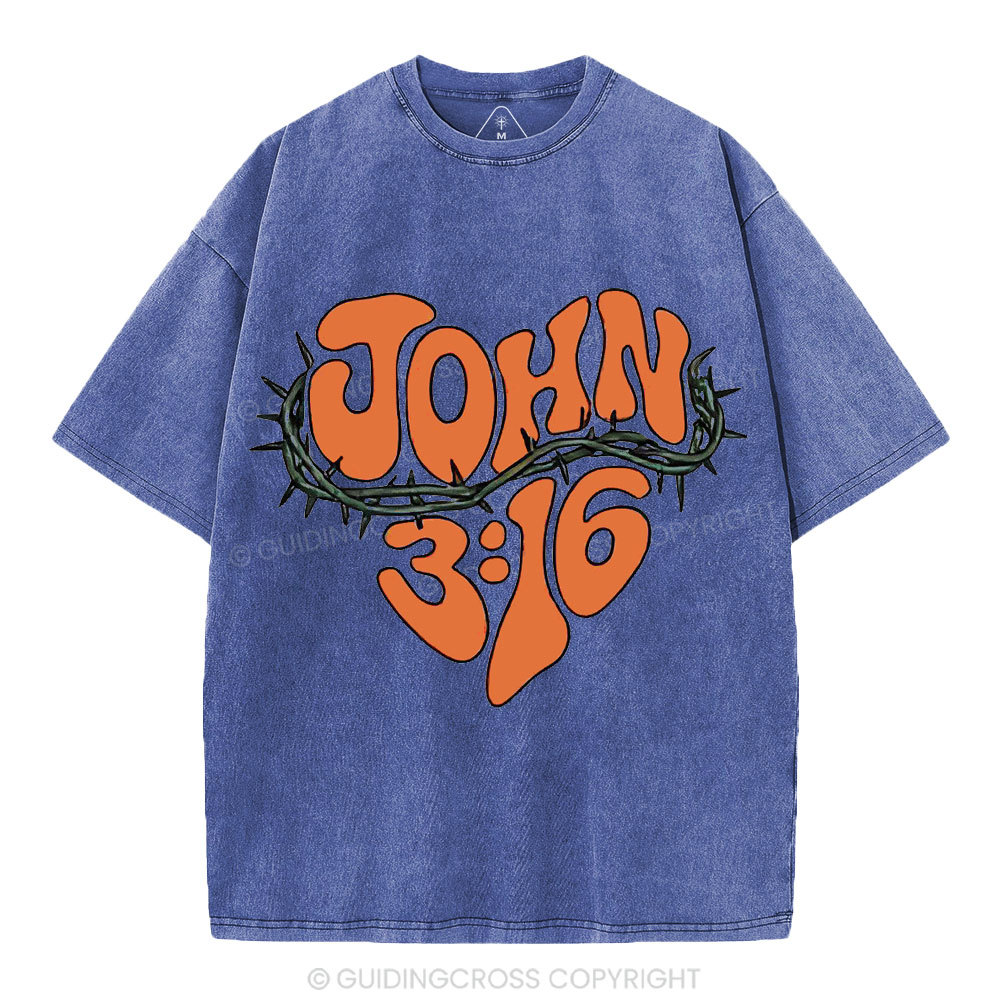 John 3 16 Christian Washed T-Shirt