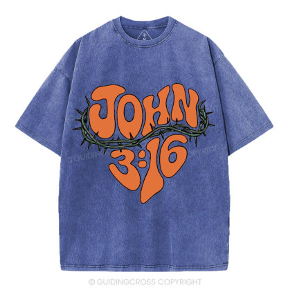 John 3 16 Christian Washed T-Shirt