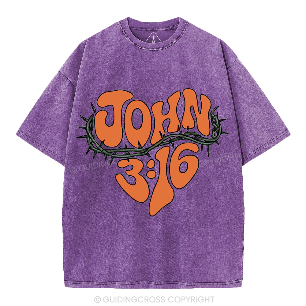 John 3 16 Christian Washed T-Shirt
