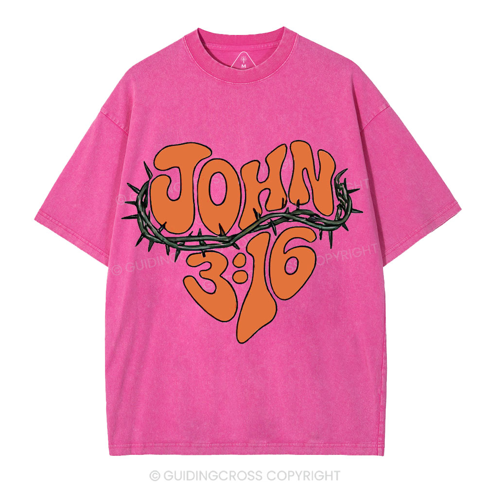 John 3 16 Christian Washed T-Shirt