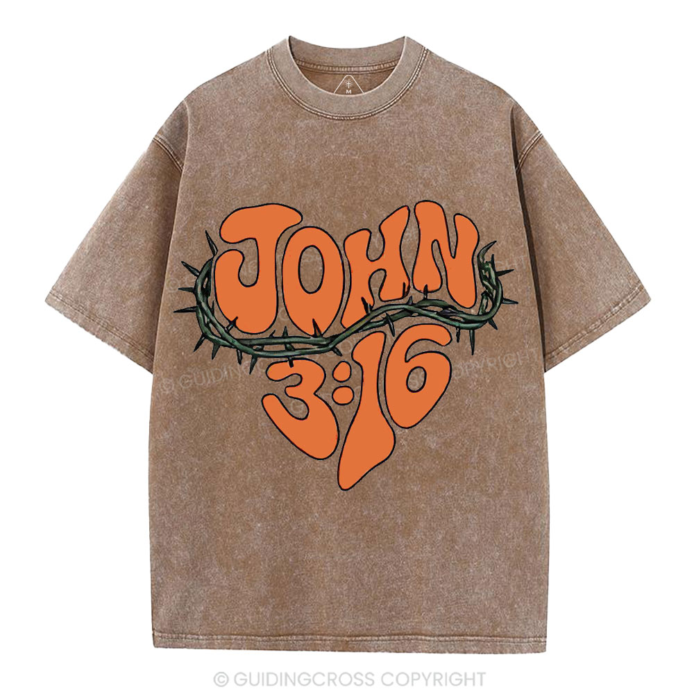 John 3 16 Christian Washed T-Shirt