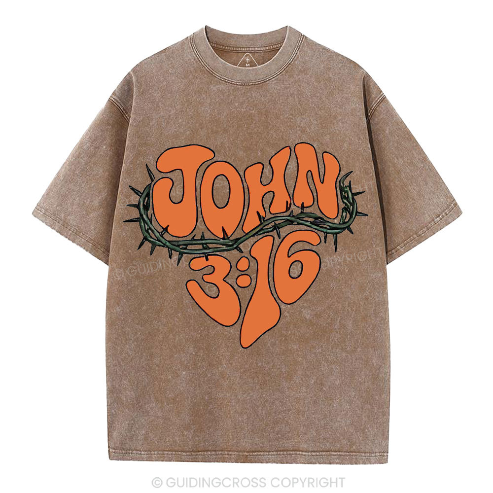 John 3 16 Christian Washed T-Shirt