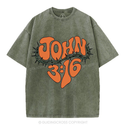John 3 16 Christian Washed T-Shirt